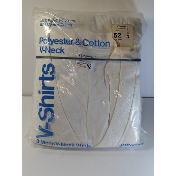 Vintage JC Penney Men’s V-Neck T-Shirts 3 Pack 3XL NWT 1970s  Big And Tall - Picture 1 of 7